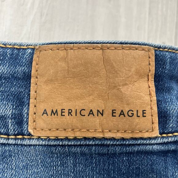 American Eagle Mid Rise Baggy Wide Leg Super Stretch Denim Cotton Blend Jeans 4 - Picture 3 of 11